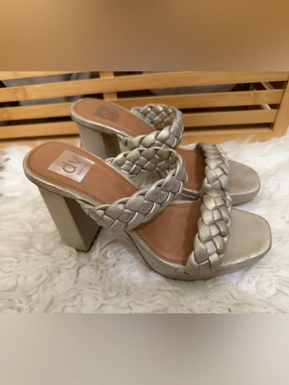 Dolce Vita Metallic Gold Braided Platform Heels Size 8